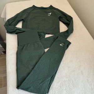 Gymshark Dark Green Leggings and Top Set